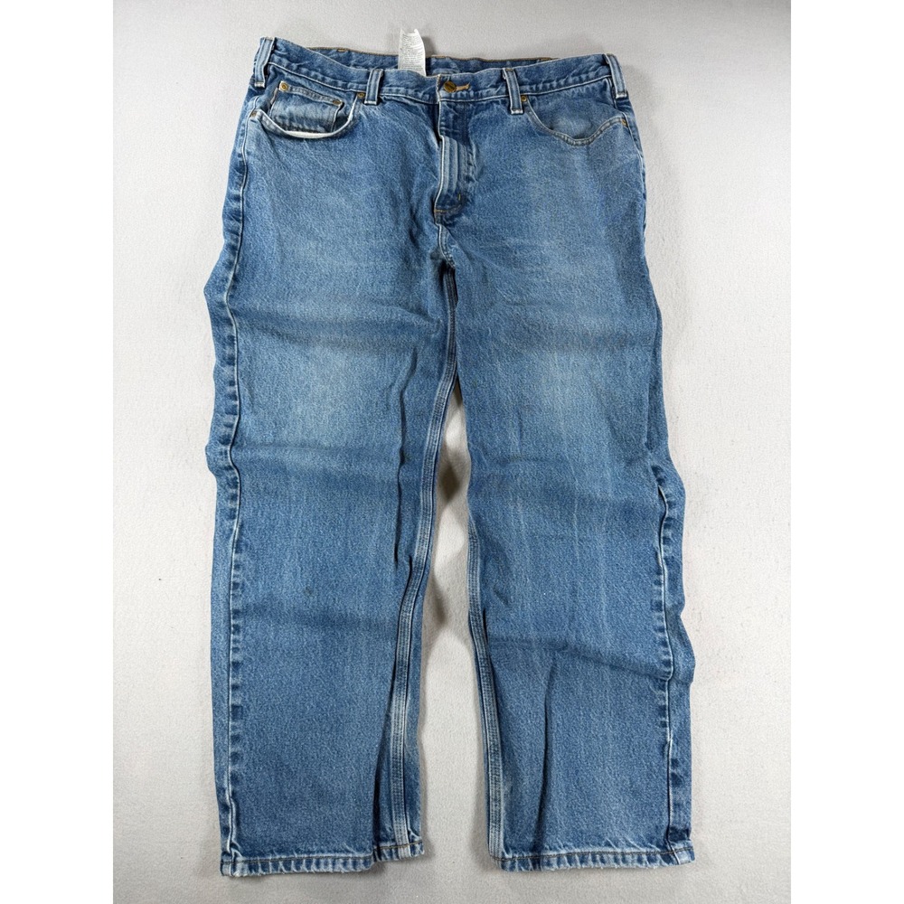 Vintage 90s Carhartt Relaxed Fit Jeans Mens 40x32 Blue Denim Work Pants Wash